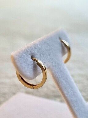 14K Solid Gold SMALL Hinged Hoop Earrings